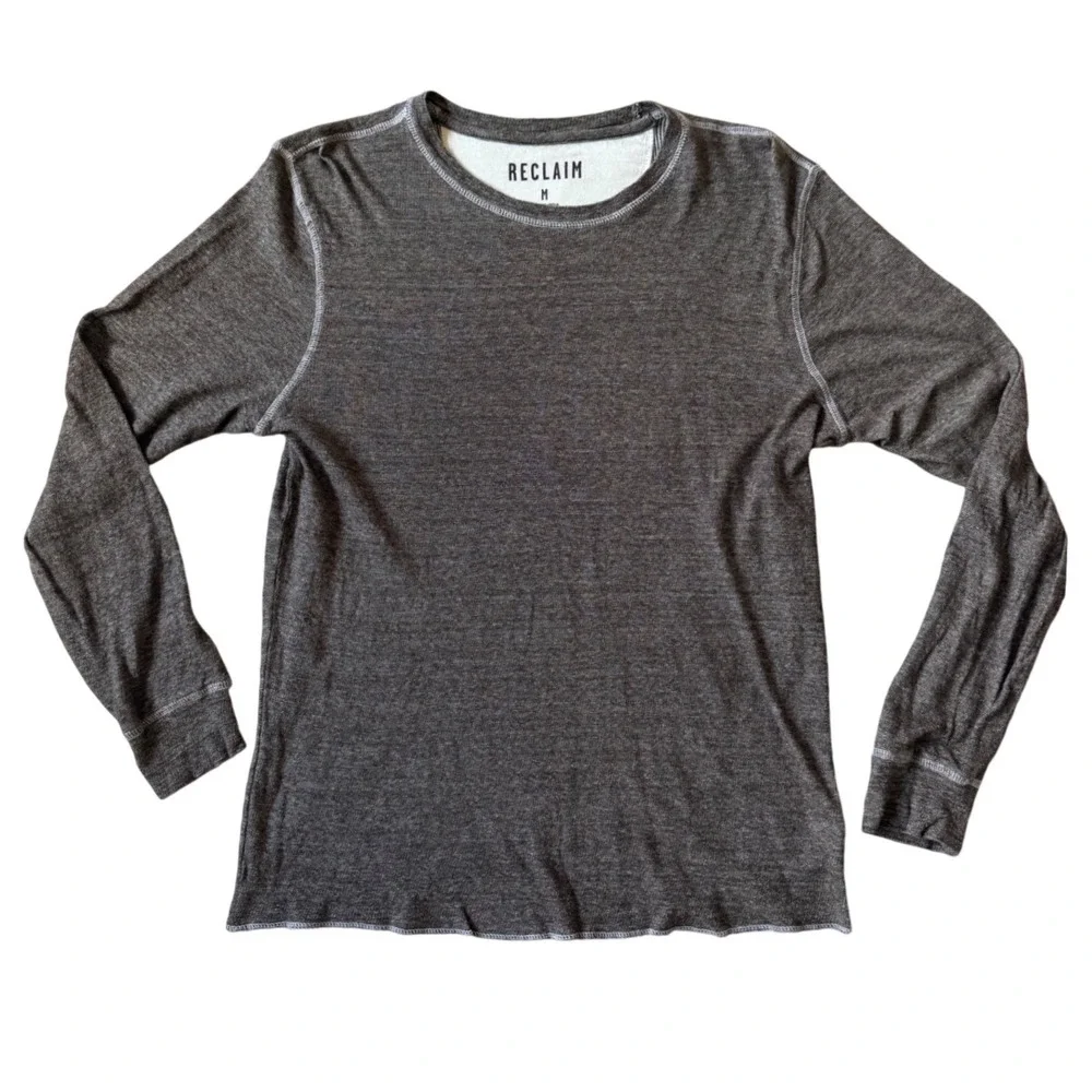 Reclaim Mens Charcoal Gray Heather Long Sleeve Thermal Shirt FK002 Size M - Picture 1 of 7
